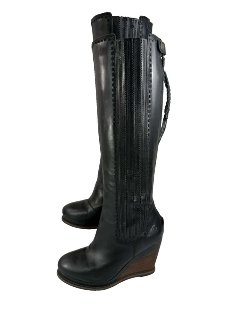 Ariat Ryman knee-high wedge boots SIZE 6.5 B Black Leather